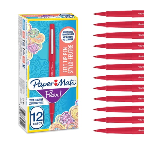 Rotuladores Paper Mate Flair Con Punta De Fieltro, 12 Unidades, Punta Mediana, 0,7 Mm