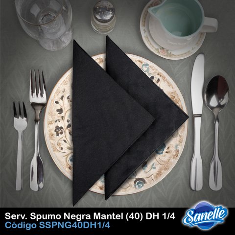 Sanelle - Servilleta Spumo Negra Mantel 40 Doble Hoja Doblado 1 4