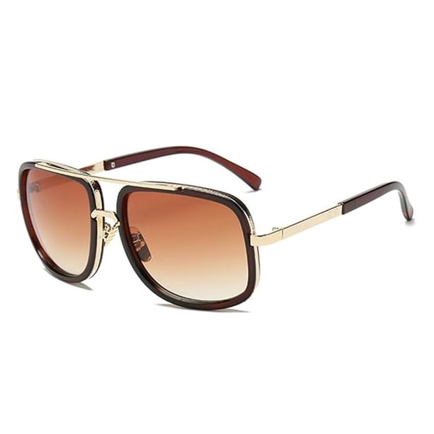 Gafas de sol de moda europeas y americanas con el mismo estilo, montura de metal, doble haz, personalidad, montura grande, gafas de sol vintage