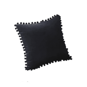Genérico - Pack De 2 Fundas De Cojines Terciopelo Con Pompones 45X45 Cm Negra