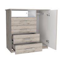Fmfurniture - Comoda 4 Cajones 1 Puerta Fm-018G - Gris Claro