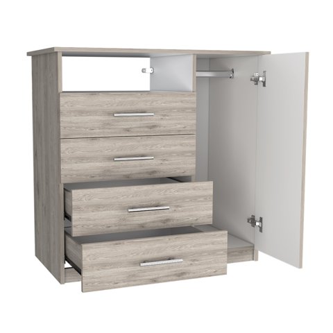 Fmfurniture - Comoda 4 Cajones 1 Puerta Fm-018G - Gris Claro
