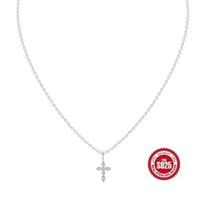 Collar Heshpaws S925 Sterling Silver Cross Plateado