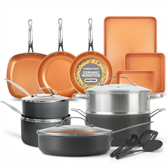 Juego de utensilios de cocina GOTHAM STEEL, 20 piezas, cerámica, antiadherente, cobre