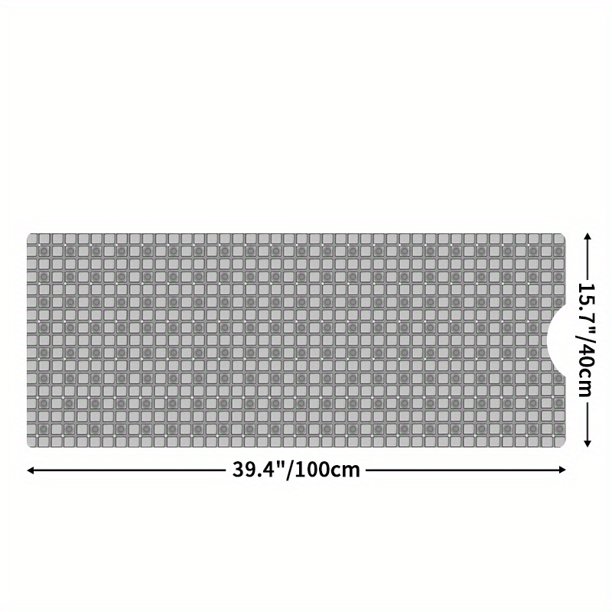 1pc Extra Long Bathtub Mats, Non-Slip Shower Mat With Suction Cups And Drain Holes, Machine Washable Bathroom Mat, 15.7" X 39.4", Bathroom Accessories