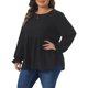 thumbnail image 4 of Agnes Orinda Conjuntos de Halloween para Mujeres Blusas de Talla Grande con Lunares Suizos, Volantes en Capas, Cuello Redondo, Mangas Abullonadas, Blusas Informales de Corte Imperio 3X Negro, 4 of 6