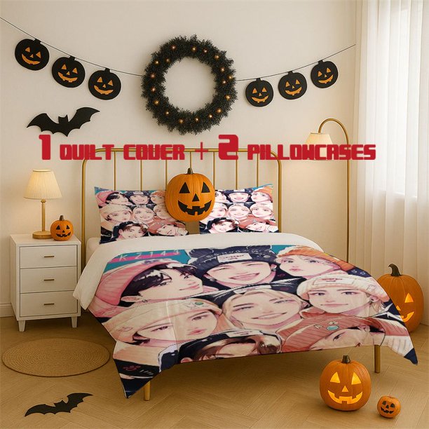 3pcs Korean Boy Band Stray Printed 3pcs Bedding Set Soft Duvet Cover with 2 Pillowcases All Season Comfort
