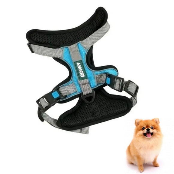 Arnes Pechera Perro Mascota Resistente Comodo Reflectante Talla M Celeste