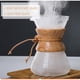 thumbnail image 2 of Cafetera de vertido con filtro de goteo reutilizable de acero inoxidable, jarra de café de vidrio de borosilicato sin plomo con moderno collar de madera para taza, 2 of 6