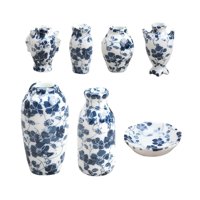 Magideal - Mini Jarrón De Cerámica De Muñecas 1:12, 7 Piezas, Accesorios Para Fotos, Decoración Exquisita Para El Hogar De Estilo Chino, Colección