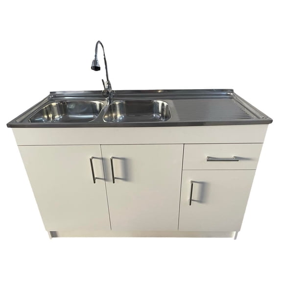 Kit Lavaplatos con mueble 120x50 Doble Blanco Secador Derecho