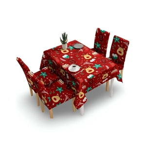 Tf - Set Mantel Más 6 Fundas De Sillas Antimanchas Navideño 140X220 Cm 10