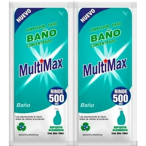 Multimax - Limpiador Baño 1 Litro Ultra Concentrado Para Diluir 500Ml X100 Ml 2 Unidades
