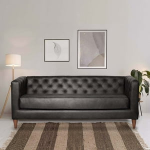 Latam Home - Sofa Brescia 3 C Cuero Kentucky Negro