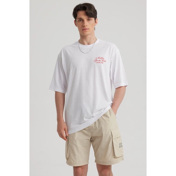 Polera Hombre Print Oversize Blanco - lV