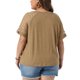 thumbnail image 3 of Agnes Orinda Blusa de Talla Grande para Mujer Cuello Redondo Manga Corta de Encaje Blusa Plisada Casual Elegante Túnica Camisetas 3X Camel, 3 of 5