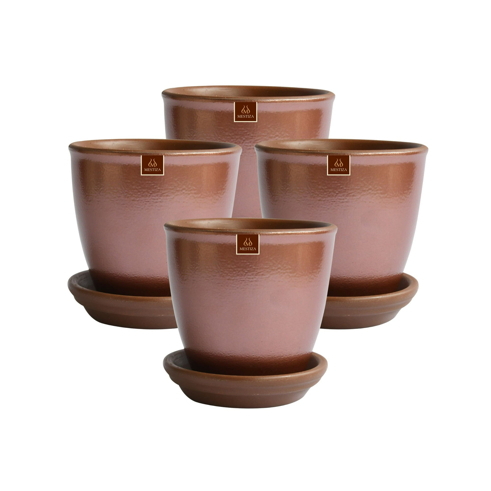 Pottery - Set De 4 Maceta Zafiro 17cm Cobre Y Sus Platos