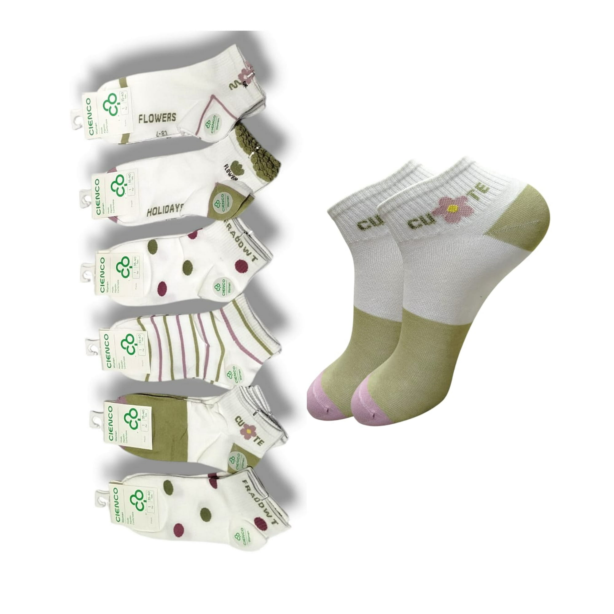 Genérico - Calcetines Cortos De Mujer Delgados Con Diseño Flores Pack 12