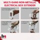 thumbnail image 5 of BestMounts - Juego de 2 Extensores de Caja de Toma de Corriente Eléctrica – Extensor de Caja de una sola ranura – Enchufe único de plástico resistente (blanco), 5 of 7