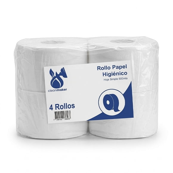 Pack Papel Higiénico Hoja Simple 4 Rollos De 500 Metros
