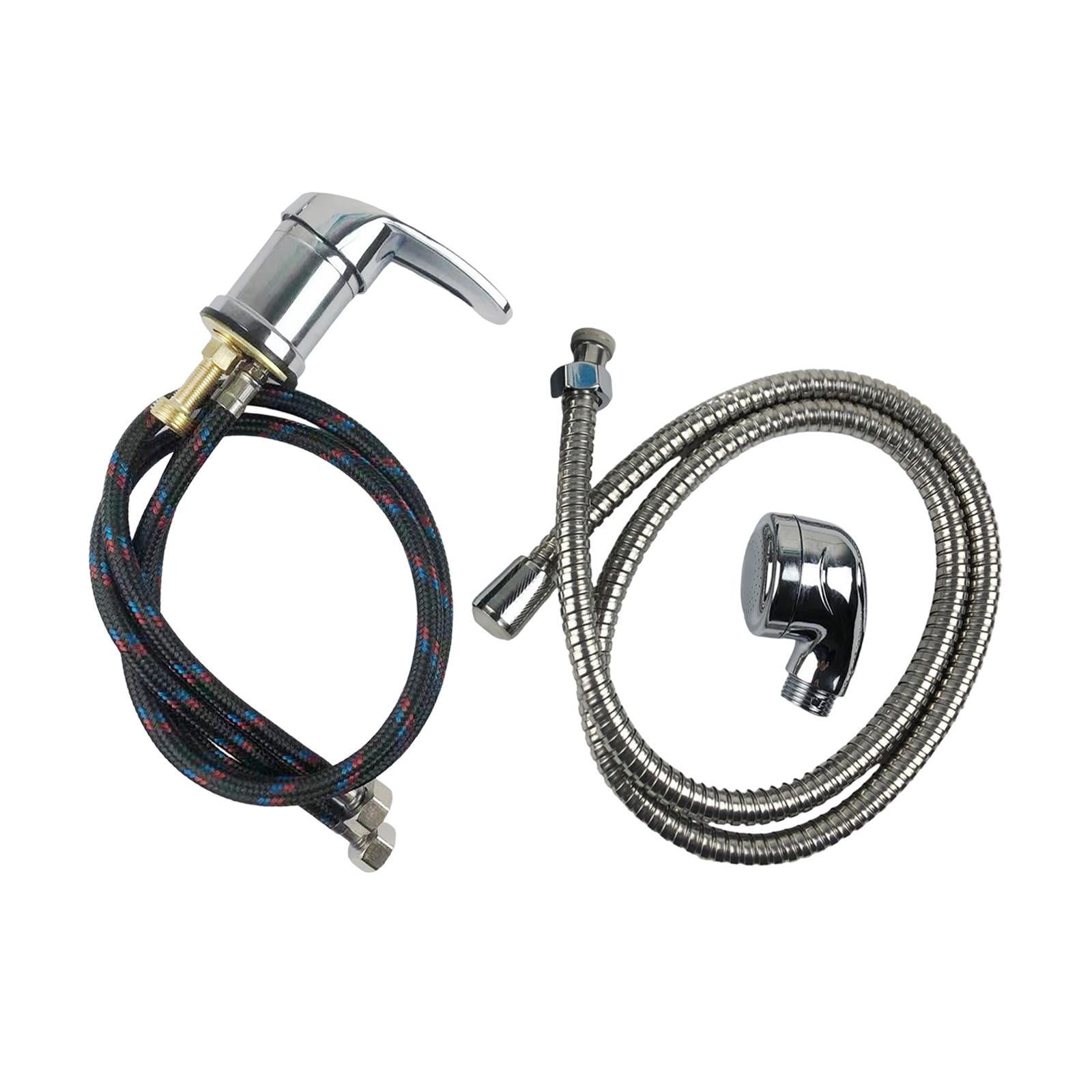 Bothyi - Grifo De Champú Para Salón, Unidad De Retrolavado De Aleación De Zinc De Acero Inoxidable, Rociador De Ducha Negro Con Cabezal De Tubo