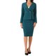 thumbnail image 2 of INSPIRE CHIC Traje de Mujer para el Trabajo 2 Piezas Chaqueta Blazer con Ribete de Tweed y Conjunto de Falda L Azul Lago, 2 of 6
