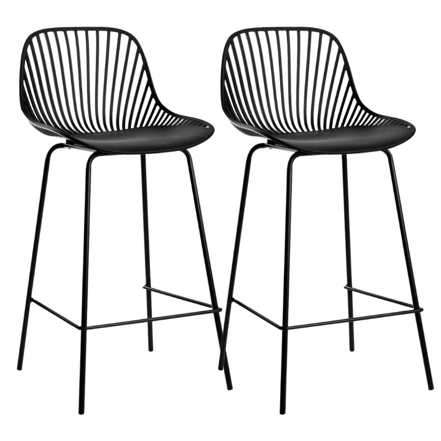 Pandalino - Pack 2 Taburetes Peyton Negros 77cm |diseño Moderno Y Resistente