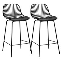 Pandalino - Pack 2 Taburetes Peyton Negros 77Cm |Diseño Moderno Y Resistente