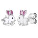 thumbnail image 1 of Aros de conejo esmaltados rosa y blanco para niñas, 1 of 2