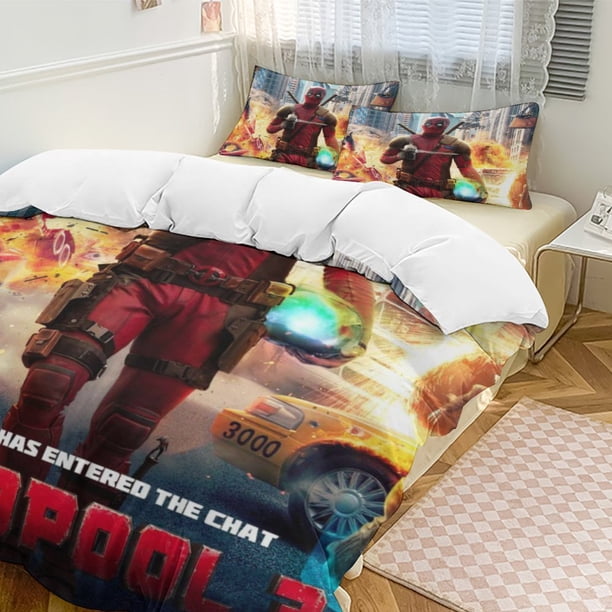Deadpool Bedding Comforter Sets 3-Piece Bedding Set Soft Warm Bed Set for Bedroom All Season