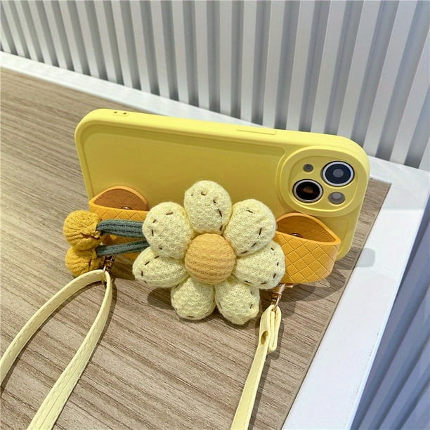 Pumpkin Flower Halter Neck Wristband For Iphone14/13/12/11/PROMAX Phone Case Lanyard All-inclusive Anti-fall IPhone SE3 Soft Silicone Iphone7/8/8plus,iphone XSmax/XR, For Samsung Galaxy S23 S22 Ultra