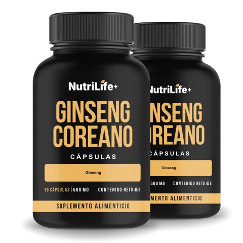 Pack 2 Ginseng Coreano 180 Cápsulas 500Mg Nutrilife+ Bienestar Sin Sabor