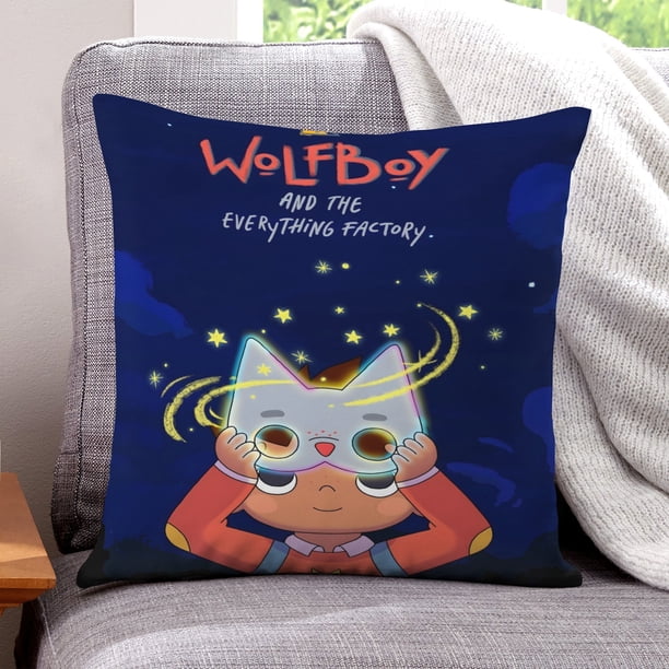 Wolfboy y la Fábrica de Todo Fundas de almohada de terciopelo con tema, regalos de funda de almohada, decoración para el hogar, cojín de lanzar, regalo de cumpleaños para fans y parejas. 45cm x 45cm.