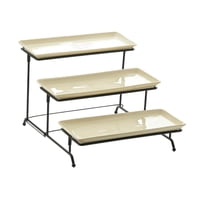 Bothyi - Juego De Soporte Para Plato De Servicio Rectangular De 3 Niveles Para Pastel De Bodas Plato Blanco De Queso En Rodajas