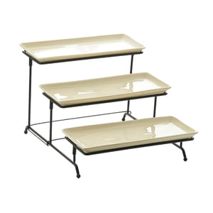 Bothyi - Juego De Soporte Para Plato De Servicio Rectangular De 3 Niveles Para Pastel De Bodas Plato Blanco De Queso En Rodajas