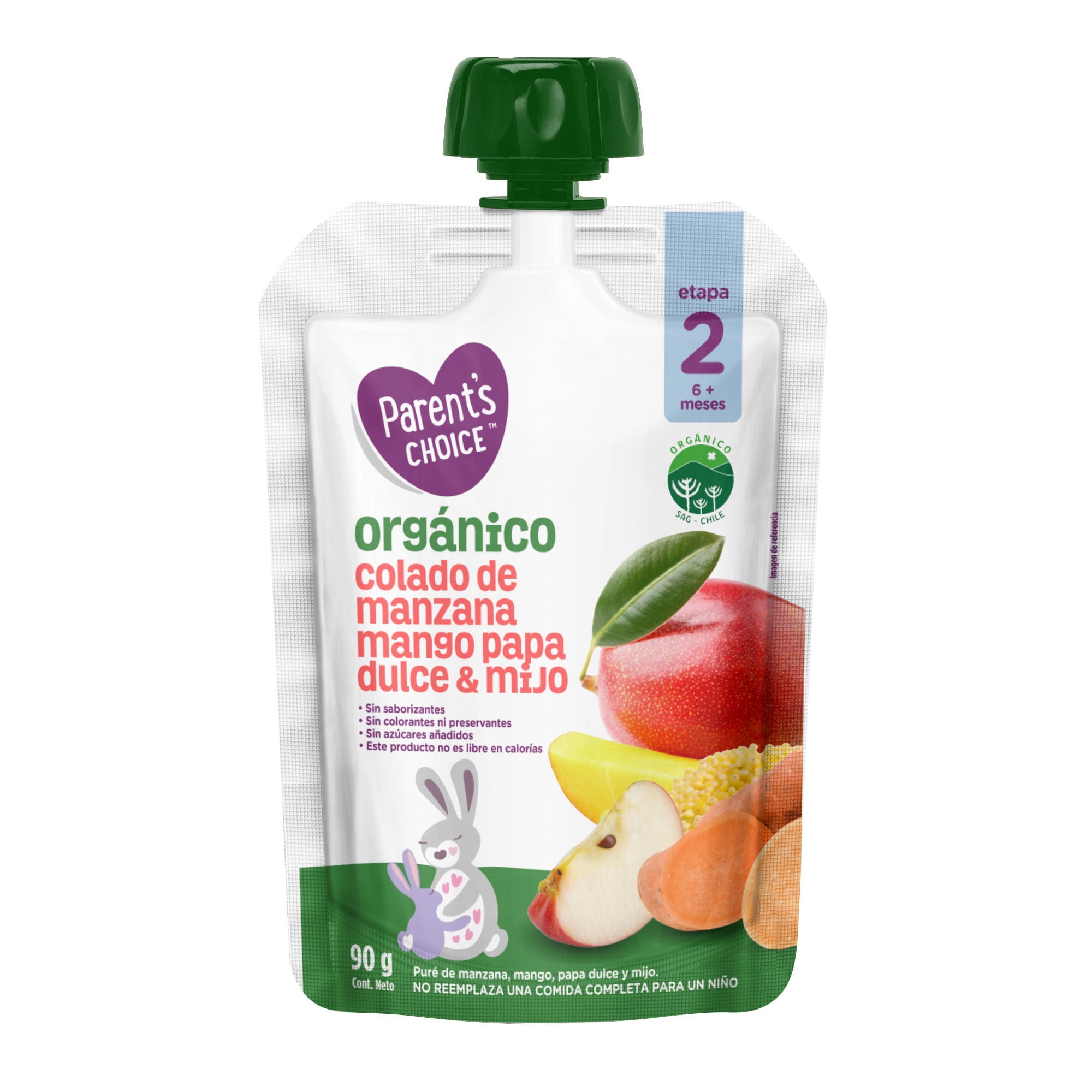Colado Orgánico De Manzana, Mango, Papa Dulce & Mijo 90 g Parent'S Choice