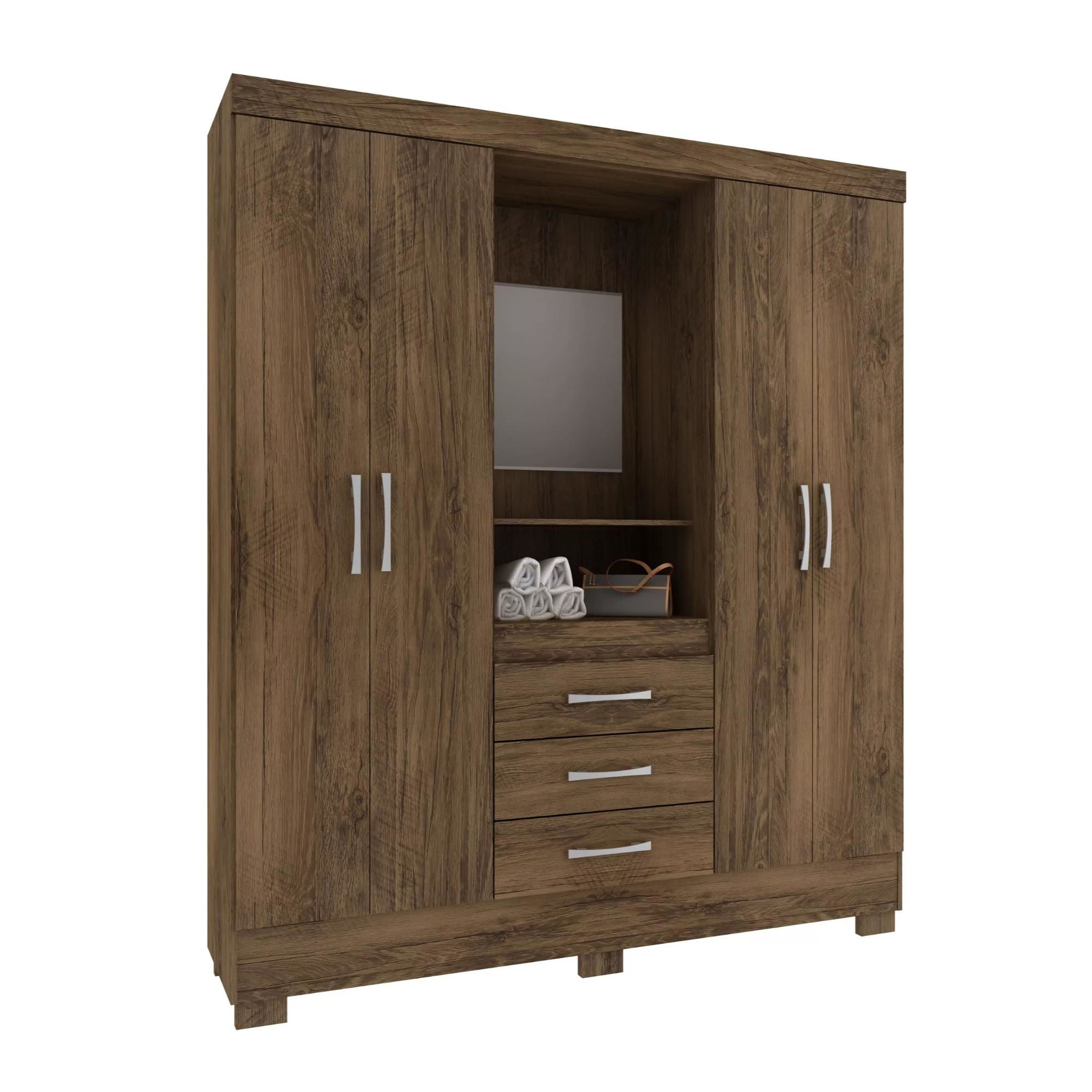 Altavisión - Clóset Agreste 4 Puertas 3 Cajones Chocolate