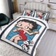 thumbnail image 3 of Betty Boop (2) Conjunto de sábanas temático, trío de piezas, cómodo y amigable con la piel, diseño único, regalo de decoración para el hogar para familiares, amigos y fans, 90 cm * 190 cm, 3 of 6