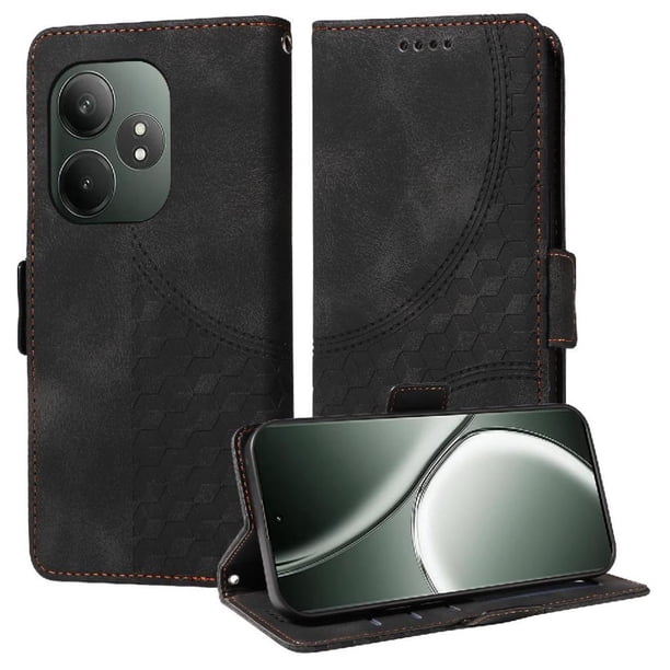 Carcasa FOXDOCK Realme GT 6 de cuero PU, diseño acolchado clásico, protección contra caídas y rayones