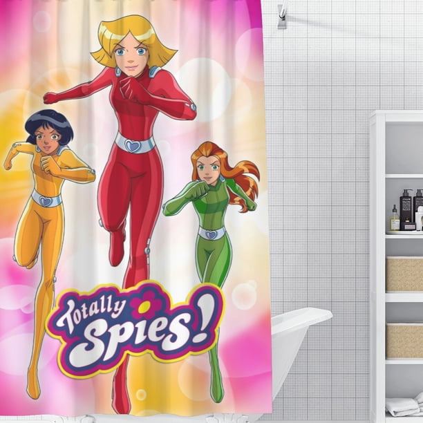 Totally Spies Cortina de Ducha para Baño Decoración del Hogar, Cortinas de Baño Impermeables Duraderas, Cortina de Baño, Decoración de Baño para Adultos Niñas Niños, Regalos para Casa 119cmX180cm