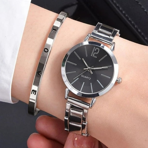 Ladies' Stylish Digital Alloy & Quartz Watch with LOVE Bracelet - A Perfect Gift for Her!