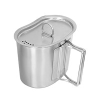 Magideal - Olla De Camping, Olla Hirviendo Con Tapa De Acero Inoxidable, Utensilios De Cocina Con Fuego Abierto, Olla Humeante Para Senderismo, Picnic, Barbacoa