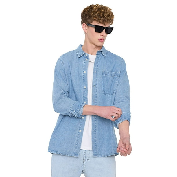 Camisa Hombre Azul Medio Denim Corona