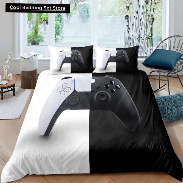 x1406 Bed SheetsGamepad Bedding Set Size Duvet Cover Creative Black Bed Comforter Cover Set Polyester Quilt Cover Bedclothes /Pcs 3-Piece Bedding Set (1 Duvet Cover + 2 Pillow Shams) nj1406