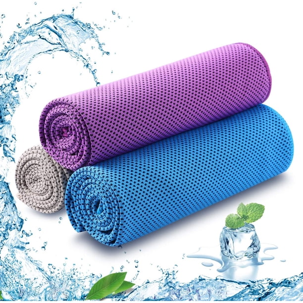 Toallas refrescantes de microfibra (paquete de 4) para aliviar el dolor de cuello, ideal para deportes, gimnasio, fitness, camping, ciclismo, senderismo, entrenamiento, golf, viajes (30 x 90 cm)