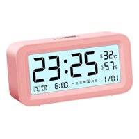 Bothyi - Despertador Digital Con Fecha De Temperatura Pantalla Grande Simple Para Dormitorio Rosa