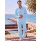 thumbnail image 2 of INSPIRE CHIC Conjunto de 2 Piezas de Lino Camisa de Manga Larga Pantalones con Cordón M Azul, 2 of 5