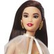 thumbnail image 2 of Vestido dorado de pelo negro para muñeca navideña Barbie Signature 2023, 2 of 6