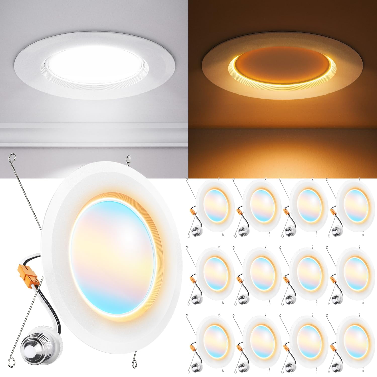 Sunco Lighting - Luz Led Empotrable Sunco De 6" - Paquete De 12, Regulable, Cct Seleccionable