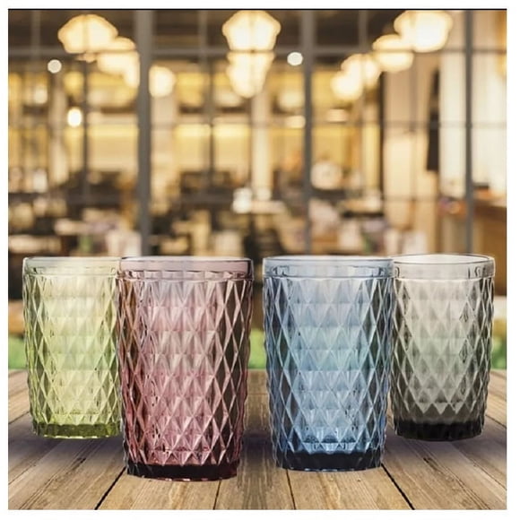 Set 4 Vasos Vidrio Color Tipo Murano